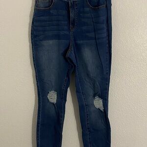 Fashion to Figure Dark Blue Distressed Skinny Jeans